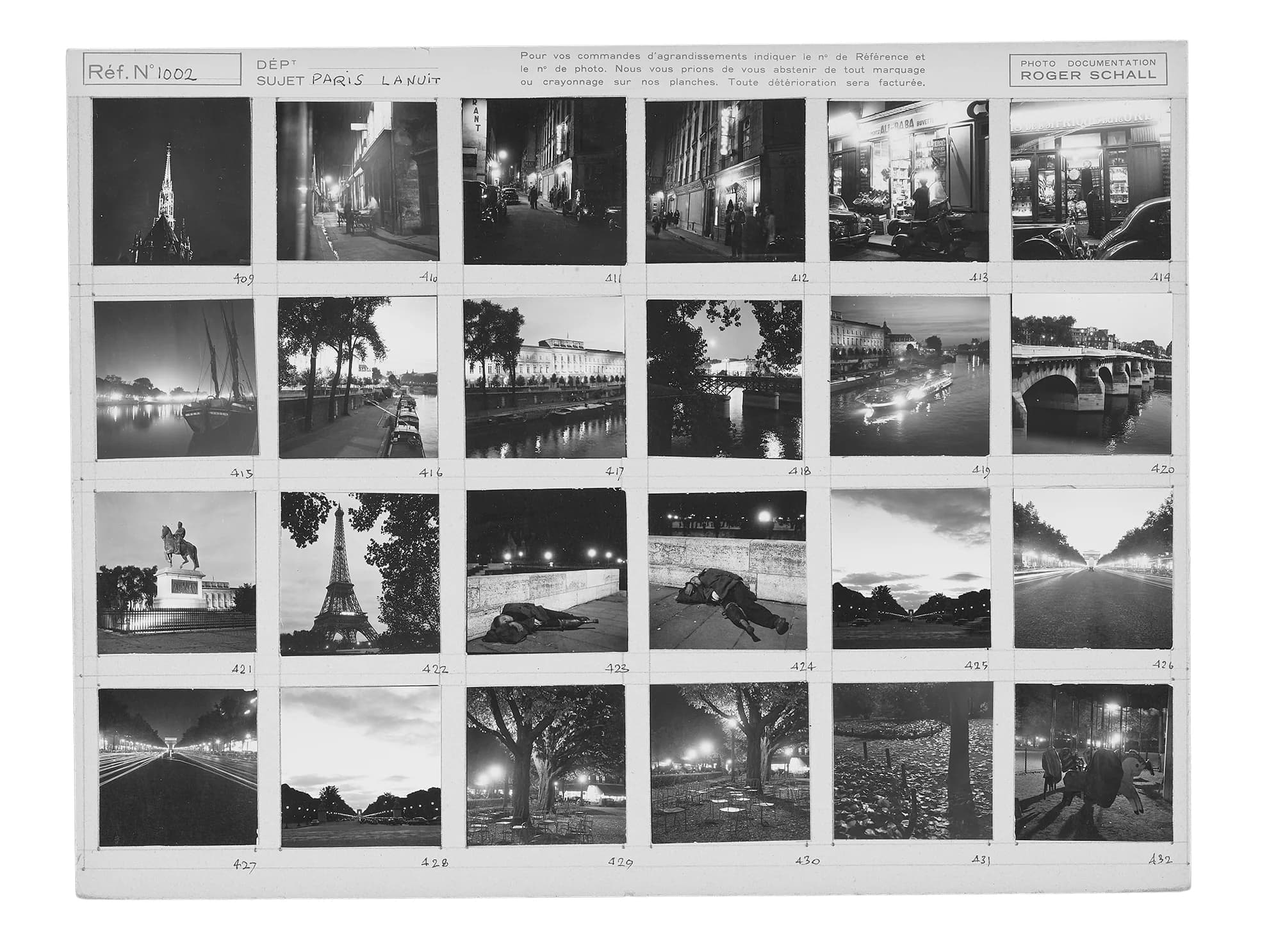 Planche-contact, archives Roger Schall