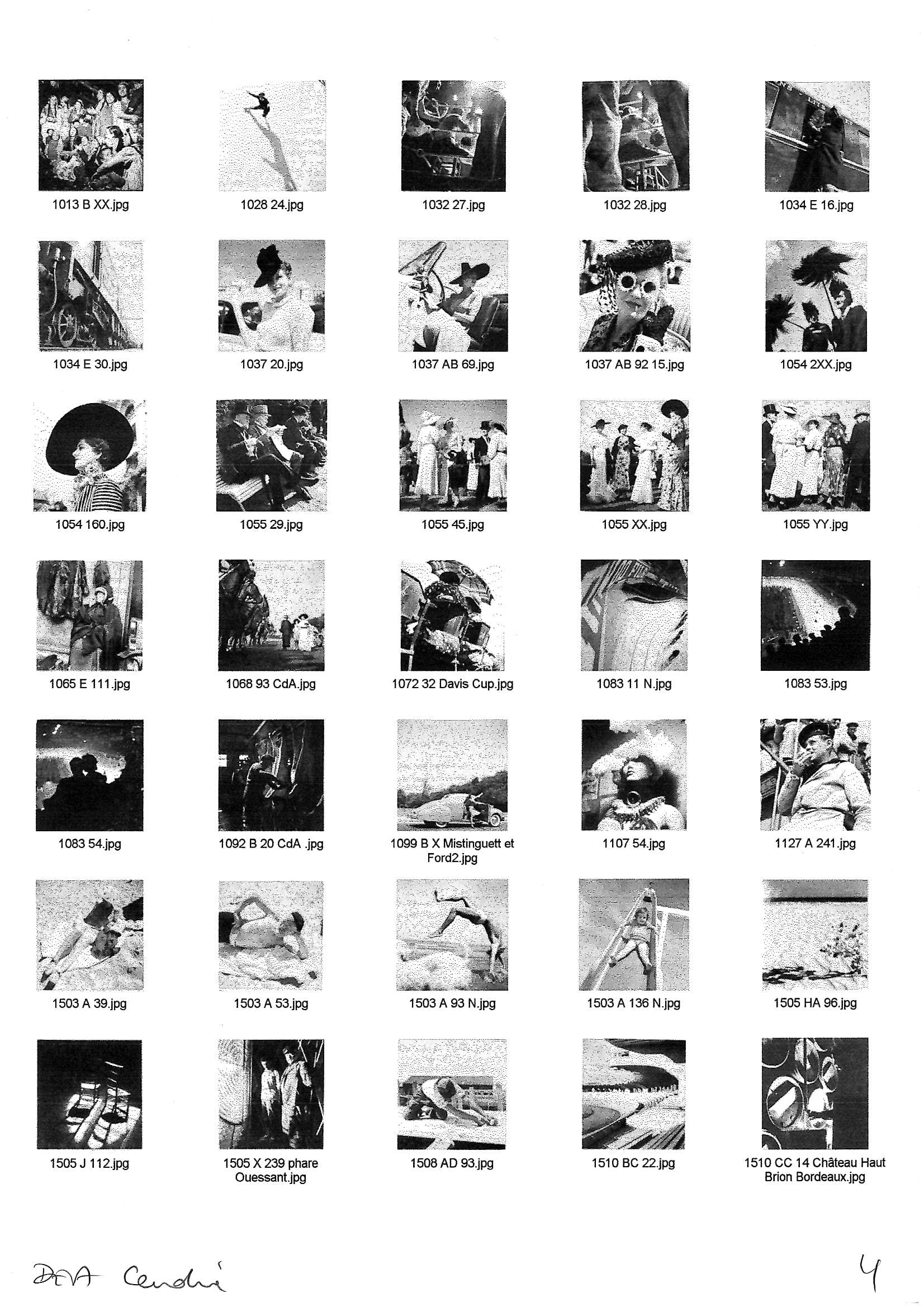 Planche-contact annotée de négatifs Roger Schall