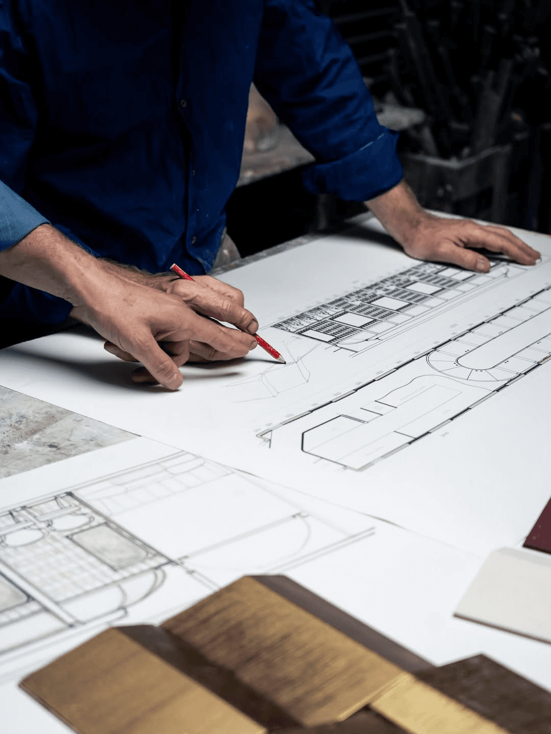 Plan d’architecte annoté à la main